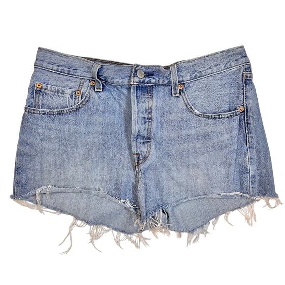 LEVIS 501 Button Fly Coastal Cowgirl Summer Grunge Festival Shorts Raw Hem 29" - Picture 2 of 7